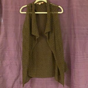 Alpaca-blend Zigzag Open Weave Long Vest